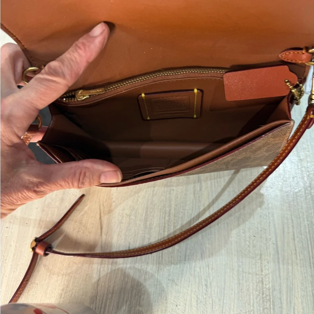 Coach Brown Signature Canvas and Leather Crossbody with Gold 'C'